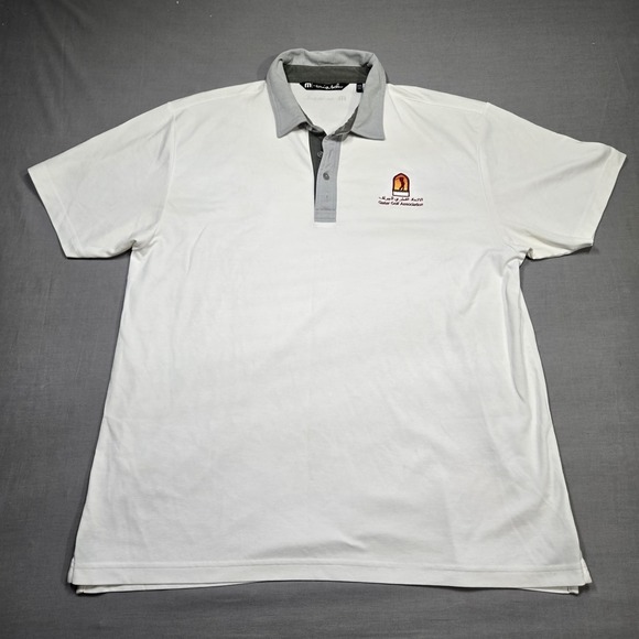 Travis Mathew Other - Travis Mathew Shirt Mens XXL‎ White Lightweght Golf Polo Qatar Golf Association
